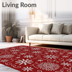 Festive Red Snowflake Swirl Rug