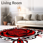 Bold Crimson Swirl Mandala Floral Rug