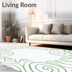 Sage Green Swirl Line Art Rug