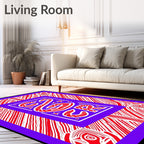 Vibrant Red White Candy Cane Frame Rug