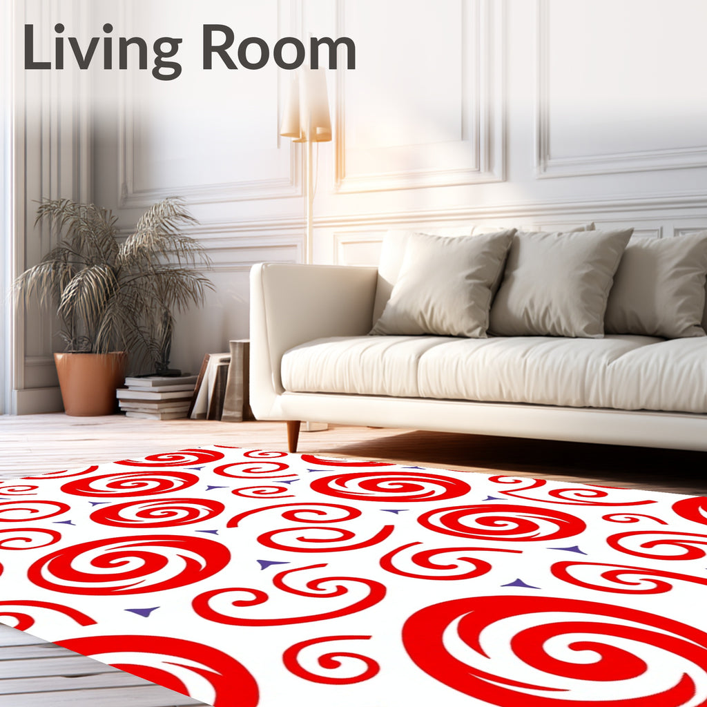 Bold Red Swirls Purple Triangles Rug