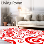 Bold Red Swirls Purple Triangles Rug