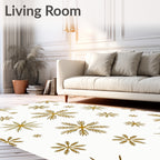 Golden Snowflake Scattered Winter Ground Rug
