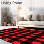 Classic Red Black Buffalo Check Squares Rug