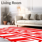 Bold Red White Striped Visual Rug