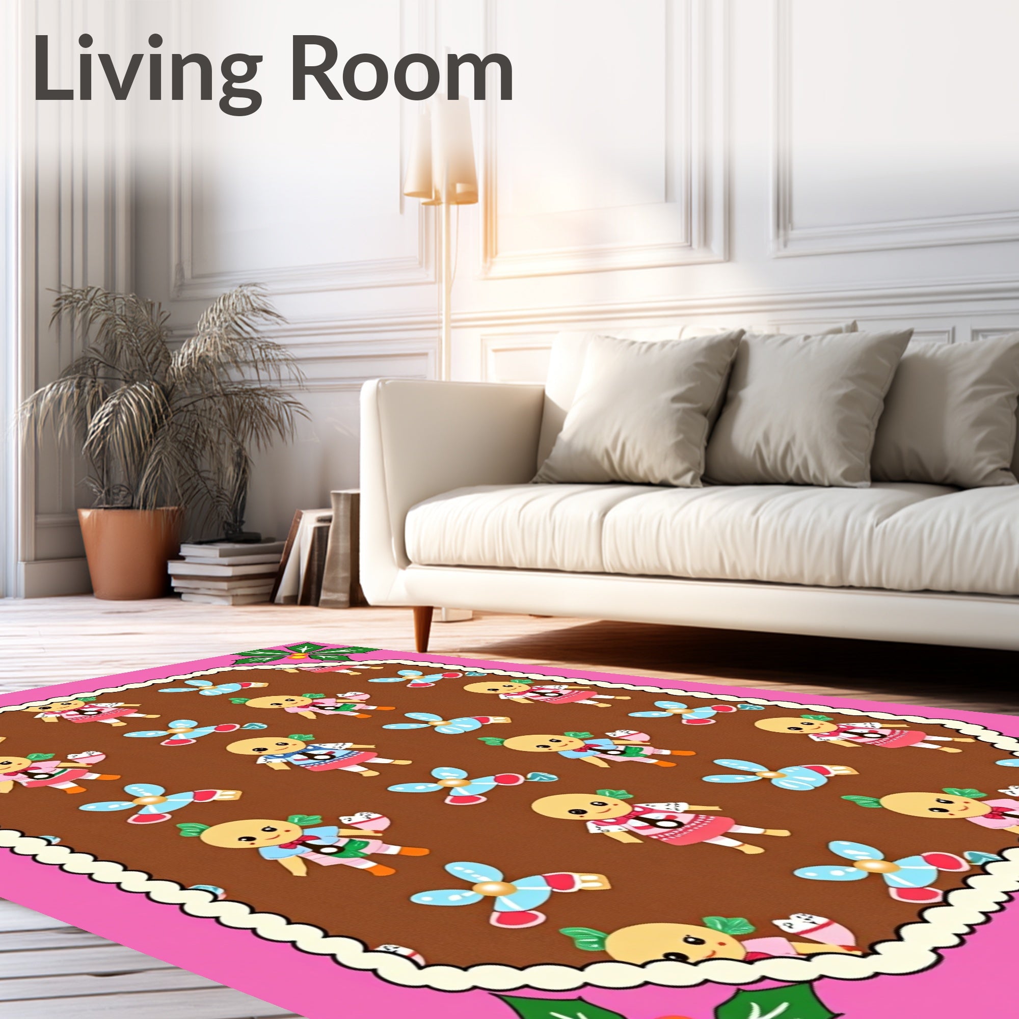 Sweet Gingerbread People Holly Cluster Rug