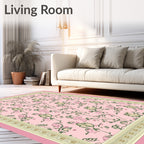 Pink Floral Vine Garden Rug