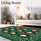 Green Gnome Red Hat Snowflake Medallion Rug