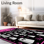 Spooky Pink Ghost Cemetery Scene Rug