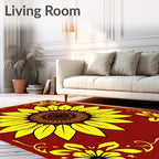 Golden Yellow Sunflower Mandala Art Rug