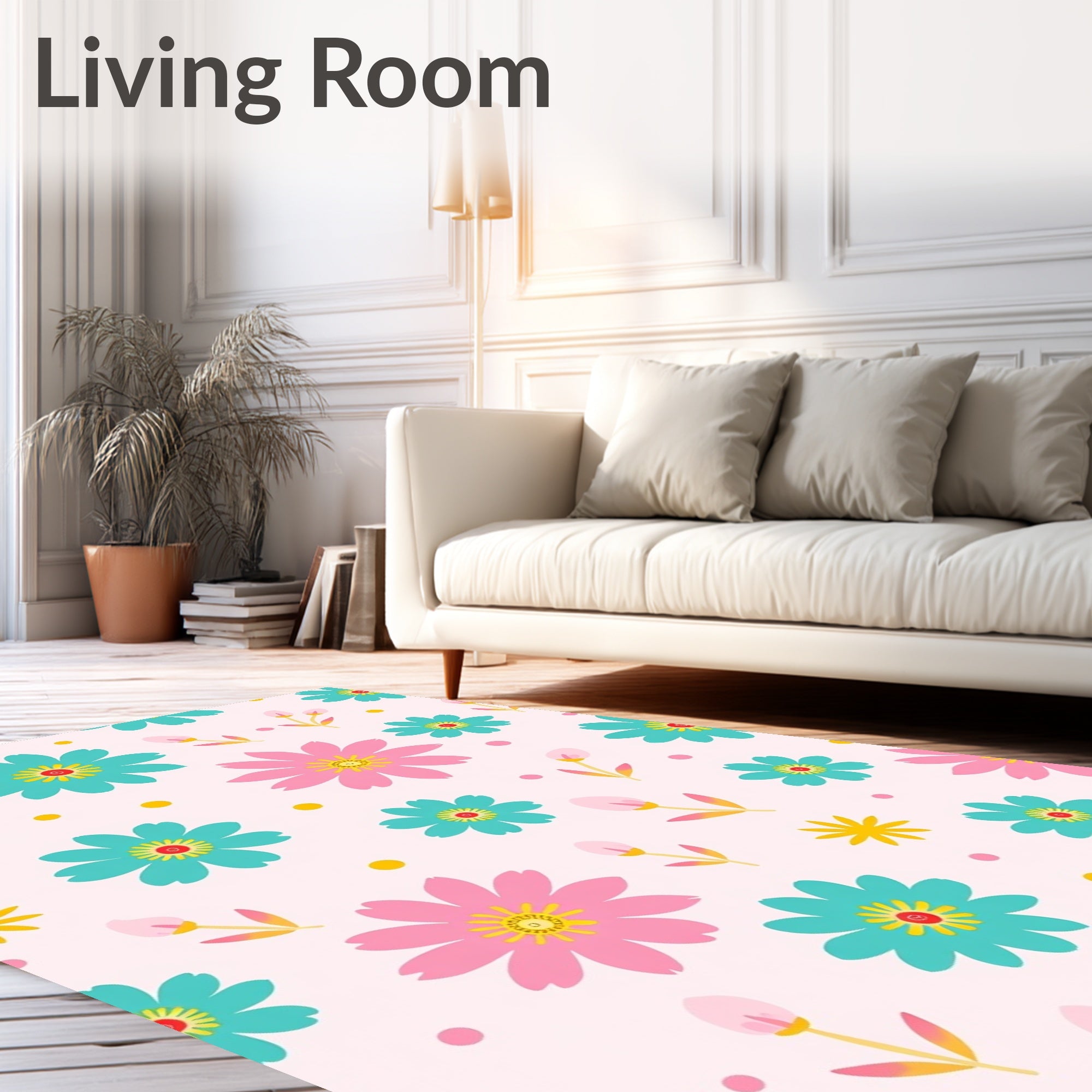 Pink Turquoise Daisy Meadow Rug