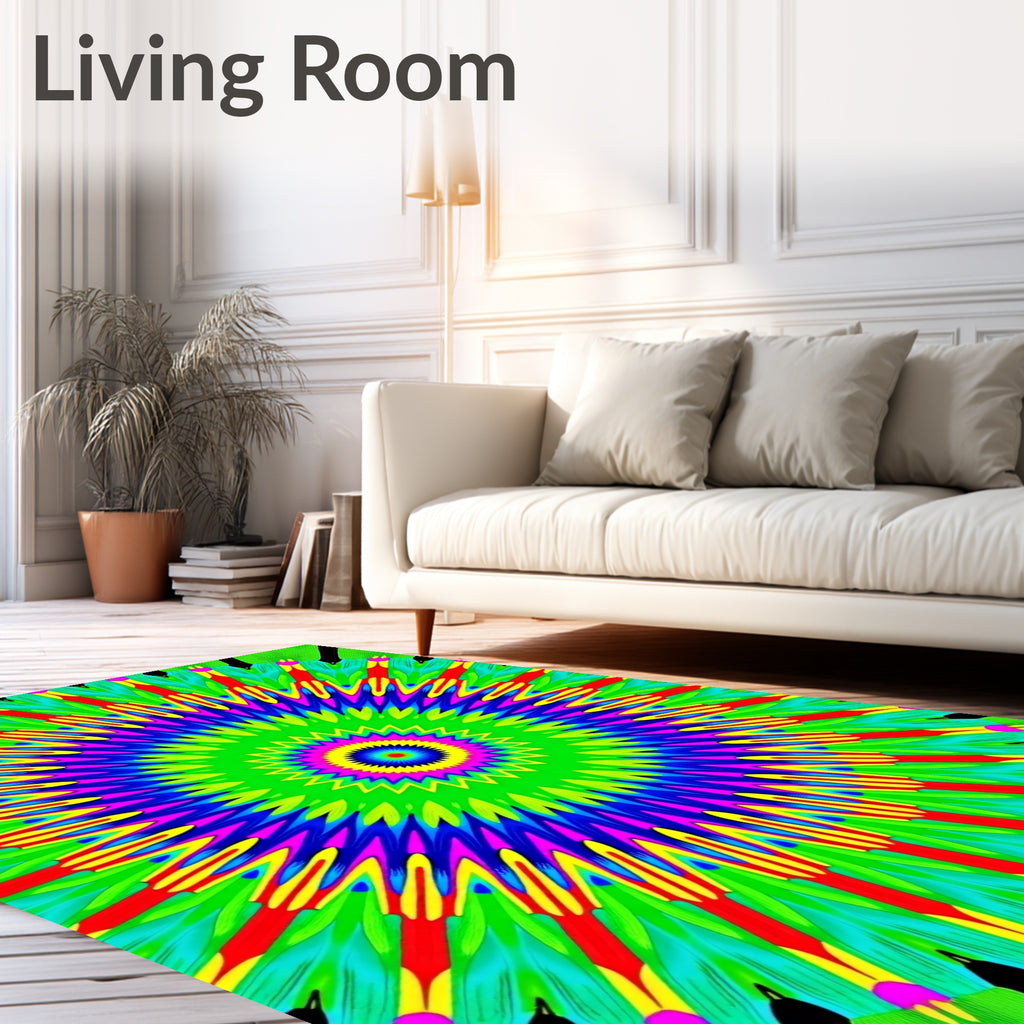 Vibrant Radial Green Sunburst Rug