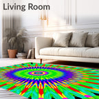 Vibrant Radial Green Sunburst Rug