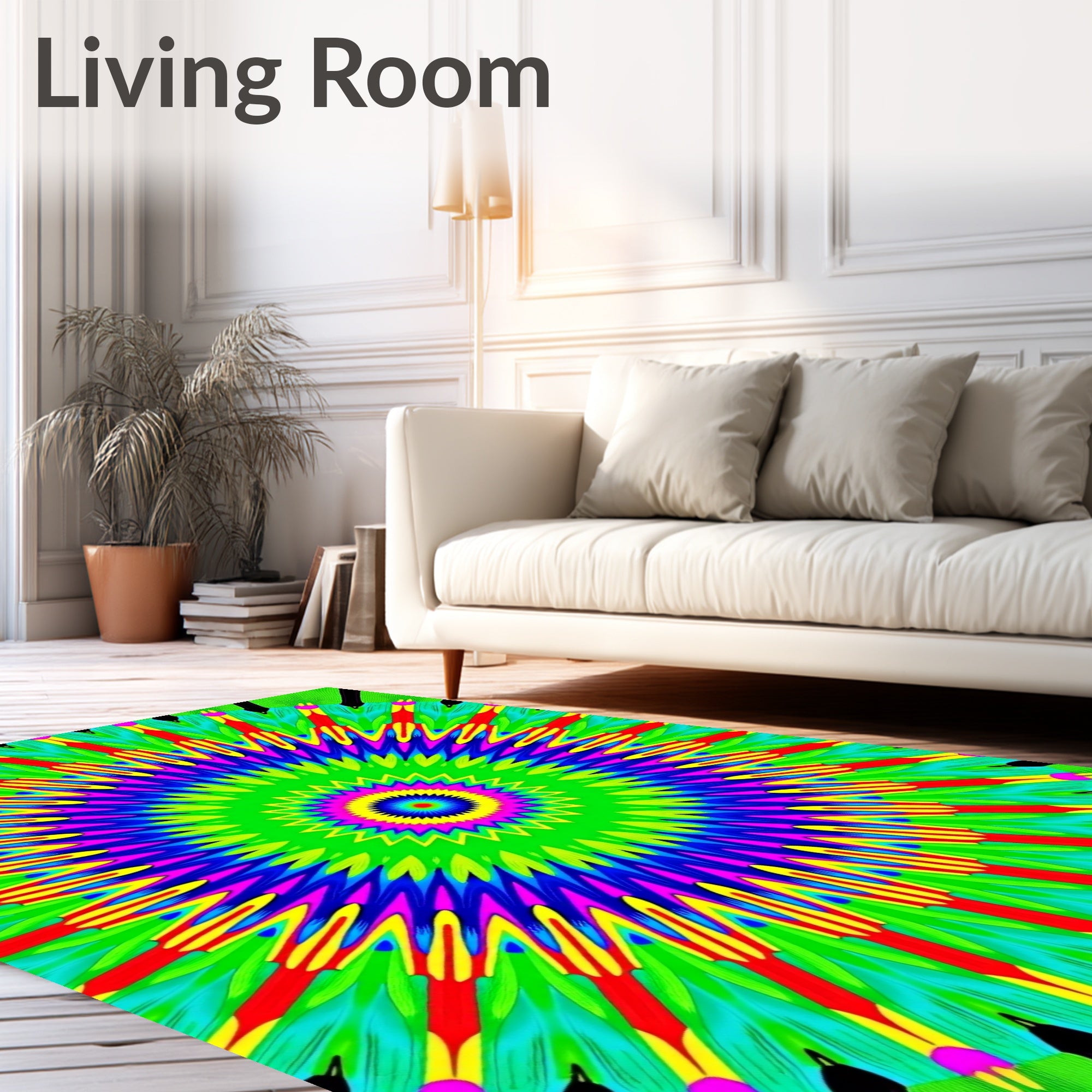 Vibrant Radial Green Sunburst Rug