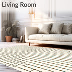 Art Deco Geometric Ivory Brown Teal Rug