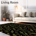 Dark Botanical Garden Leafy Branches Rug