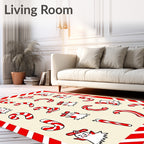 Whimsical Candy Cane Ghosts Holiday Rug