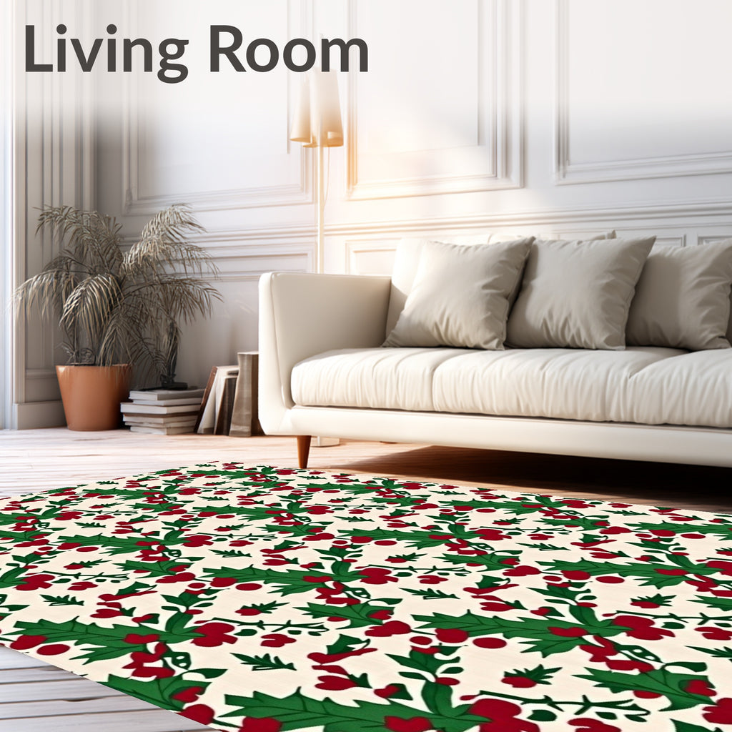 Festive Holly Berry Garland Rug