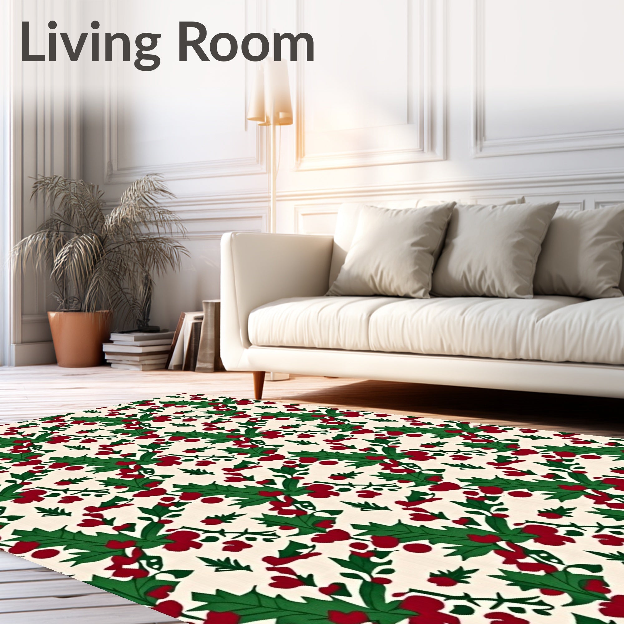 Festive Holly Berry Garland Rug