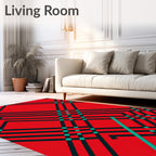 Crimson Teal Plaid Lines Rug