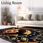 Dark Blue Celestial Eagle Moon Rug