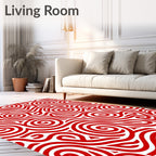 Crimson Swirl Abstract Line Rug