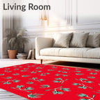 Red Pine Branch Whimsical Collage Rug