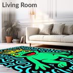 Regal Frog Amidst Swirling Sea Rug