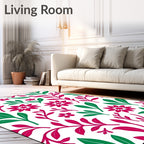 Crimson Green Floral Vine Rug