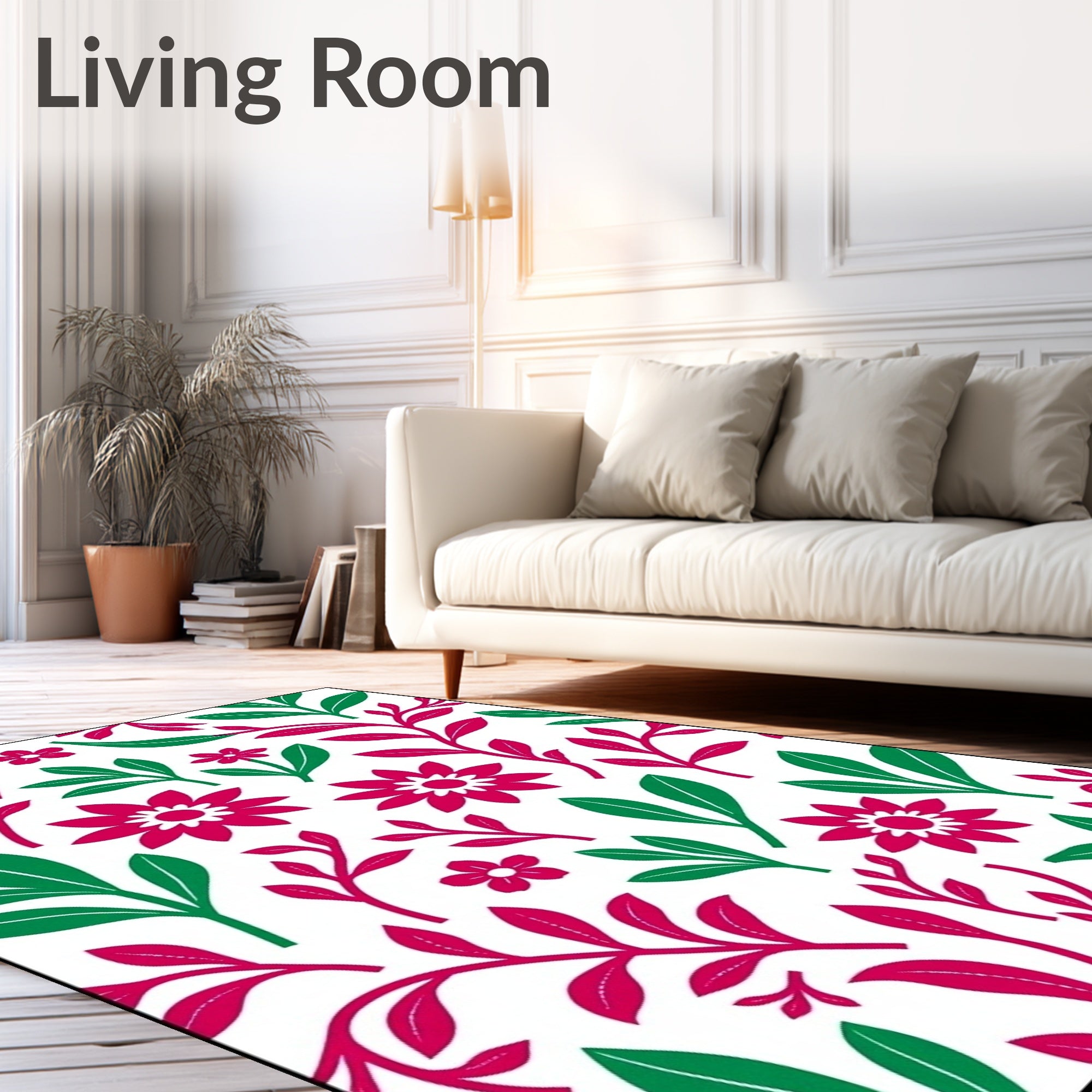 Crimson Green Floral Vine Rug
