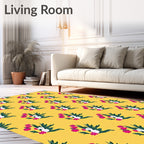 Golden Yellow Coral Flower Cluster Rug