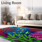 Vibrant Coral Reef Fish Turtles Rug