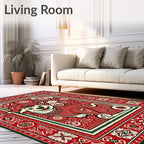 Whimsical Red Dog Heart Border Rug