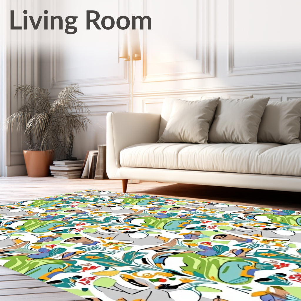 Whimsical Abstract Tropical Garden Rug