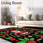 Jolly Santa Red Green Candy Cane Medley Rug
