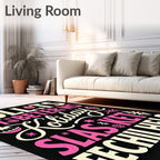 Cream Pink Holiday Ornament Snowflakes Rug