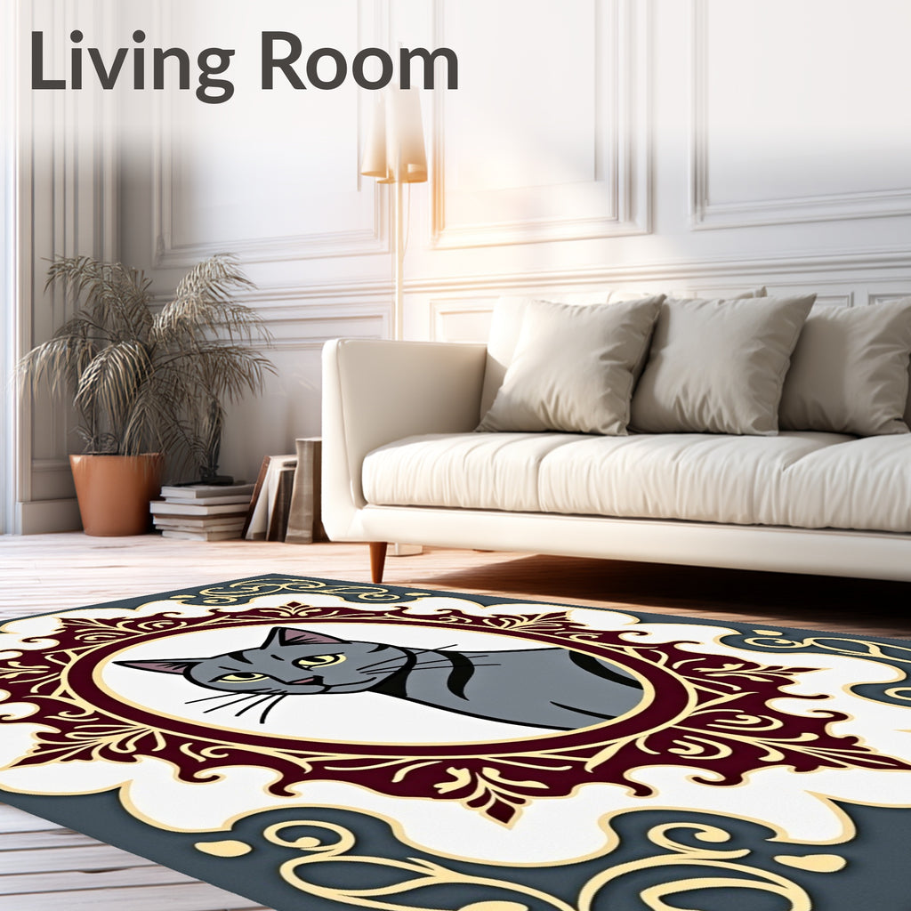 Gray Cat Escutcheon Medallion Rug
