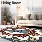 Gray Cat Escutcheon Medallion Rug