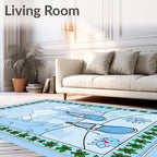Winter Blue Moccasins Snowflake Mountains Snowflakes Rug