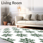 Dark Green Snowflake Winterscape Repeat Rug