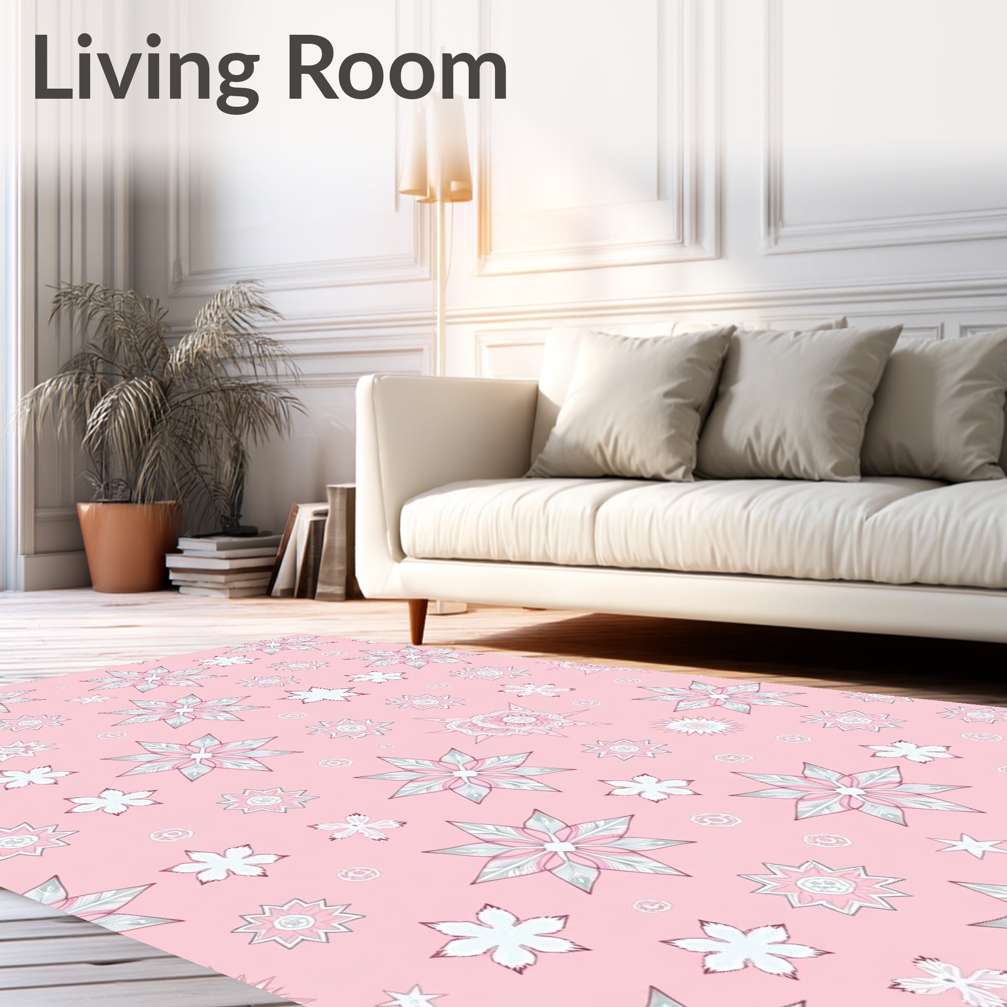 Soft Pink Star Flower Medley Rug