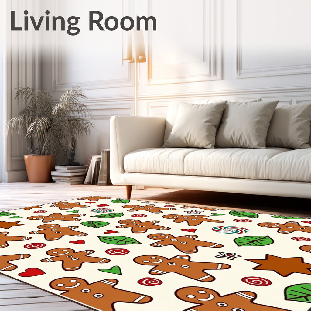 Christmas Gingerbread Man Candy Leaf Rug