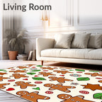 Christmas Gingerbread Man Candy Leaf Rug