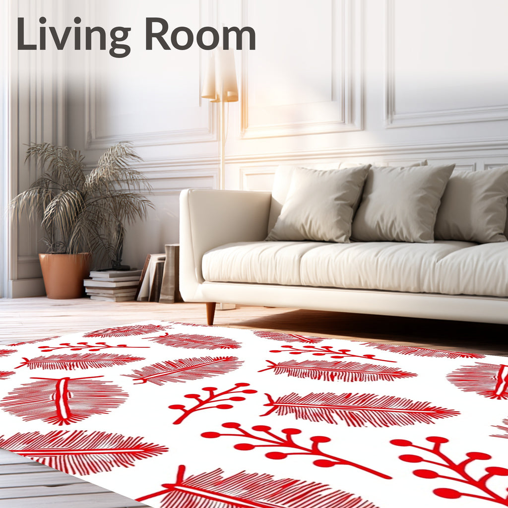 Crimson Feather Berry Scatter Rug