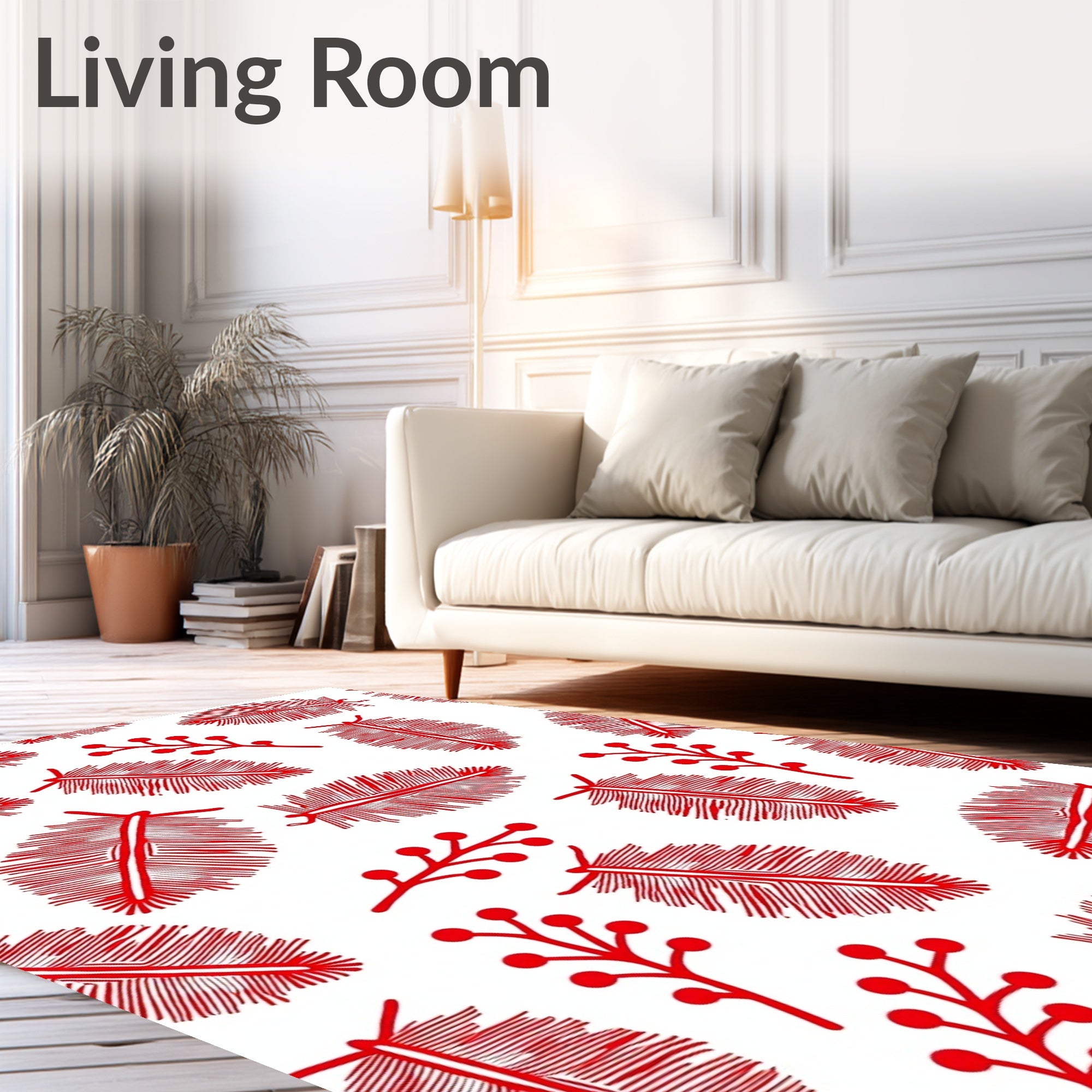 Crimson Feather Berry Scatter Rug