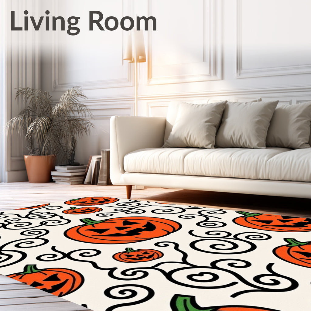 Spooky Orange Jack Lantern Swirls Rug
