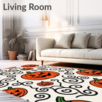 Spooky Orange Jack Lantern Swirls Rug