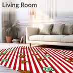Red White Candy Cane Swirls Accents Rug