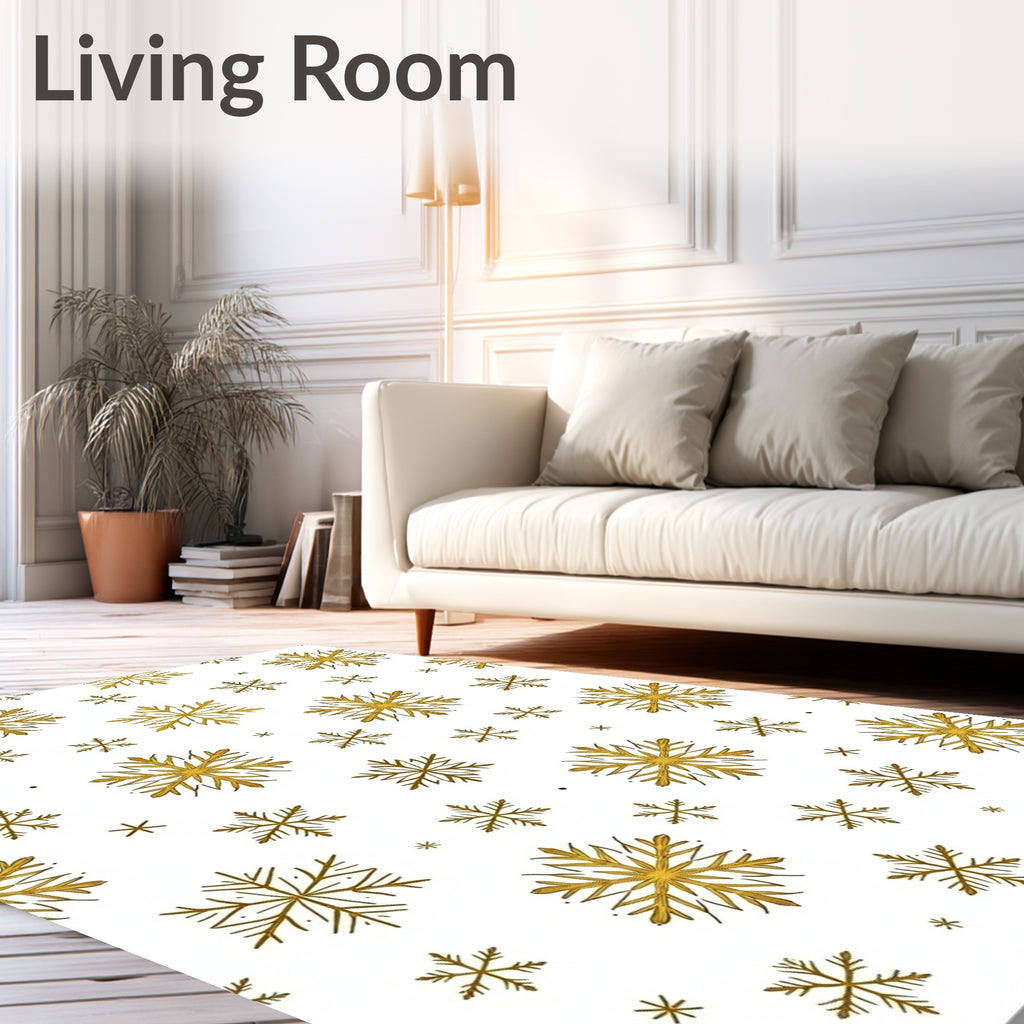 Golden Snowflake Winter Collection Rug