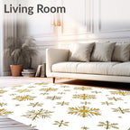Golden Snowflake Winter Collection Rug